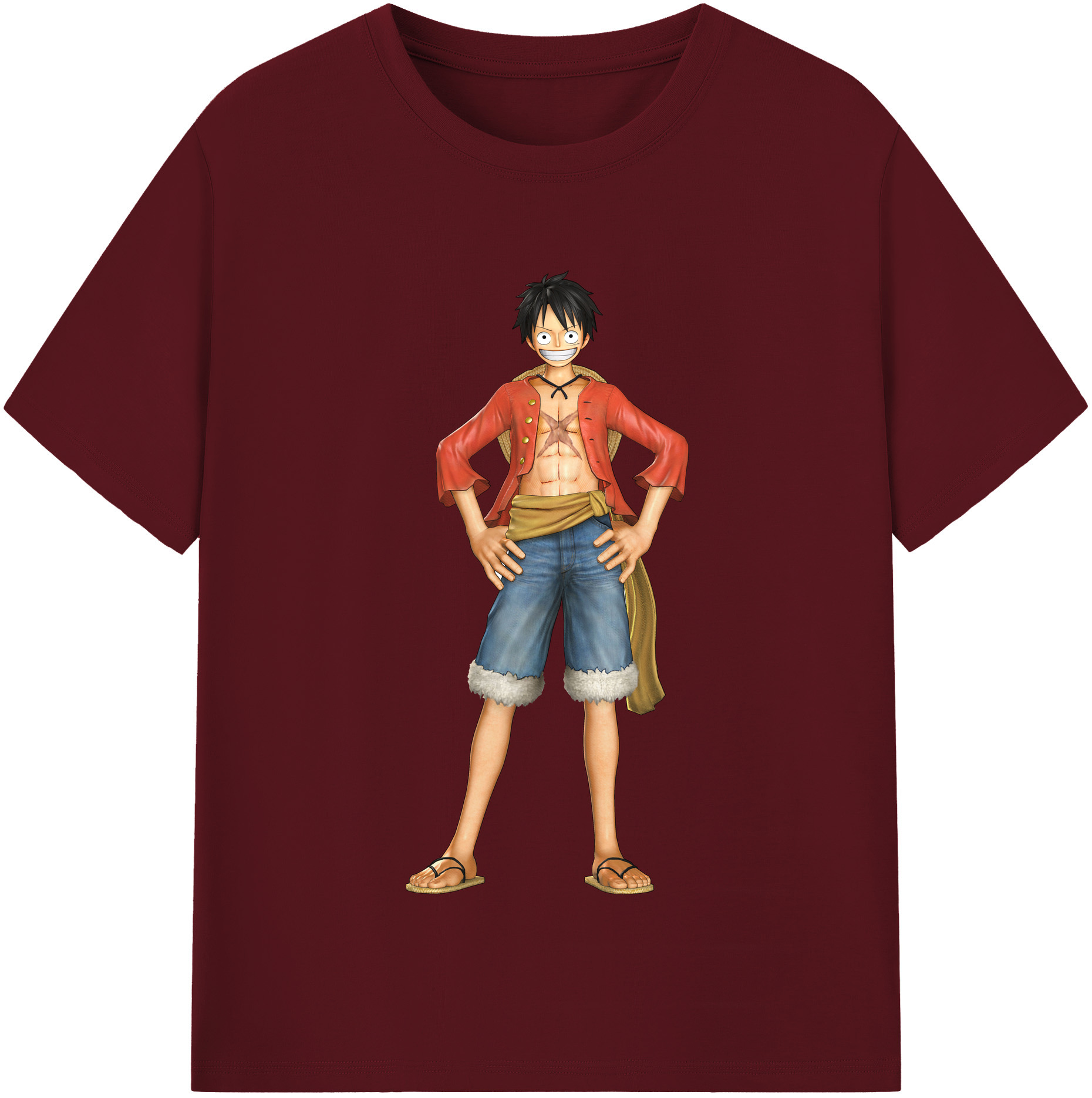ワンピース モンキー・D・ルフィ ONE PIECE Monkey D. Luffy 綿100％半袖Tシャツ（フロントプリント）